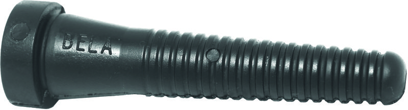 Close-up of a black picking finger with a ribbed texture