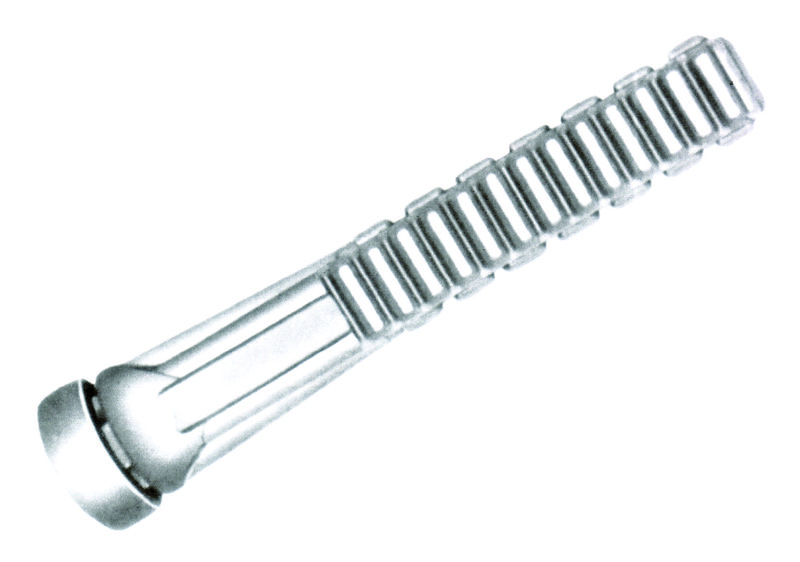 A picking finger with a flat slotted head and coarse thread