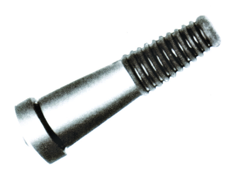 A picking finger with a flat slotted head and coarse thread