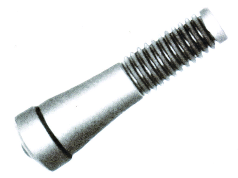 A picking finger with a flat slotted head and coarse thread