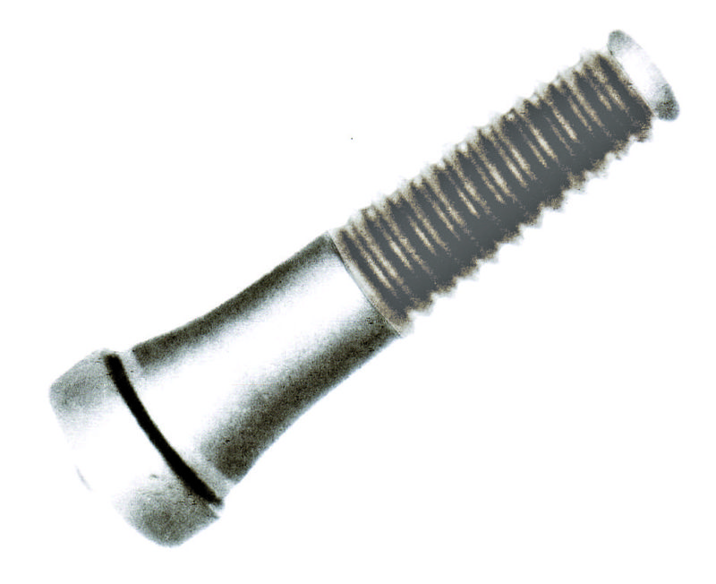 A picking finger with a flat slotted head and coarse thread