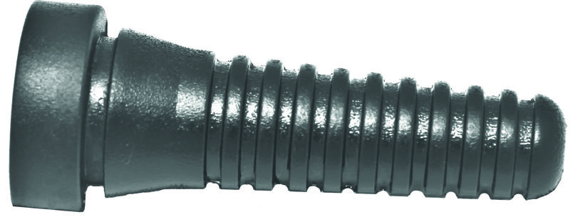 Close-up of a black picking finger with a ribbed texture