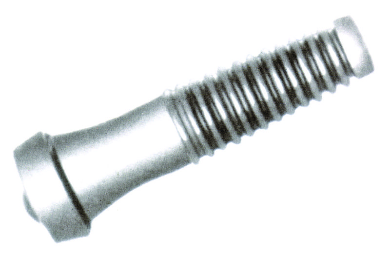 A picking finger with a flat slotted head and coarse thread