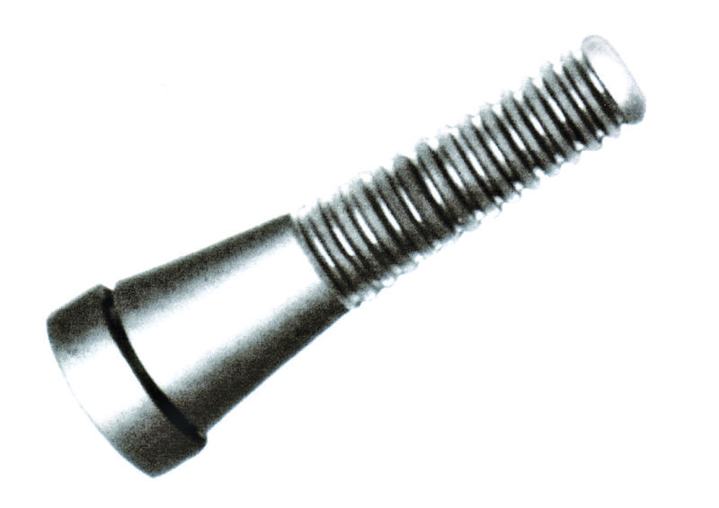 A picking finger with a flat slotted head and coarse thread