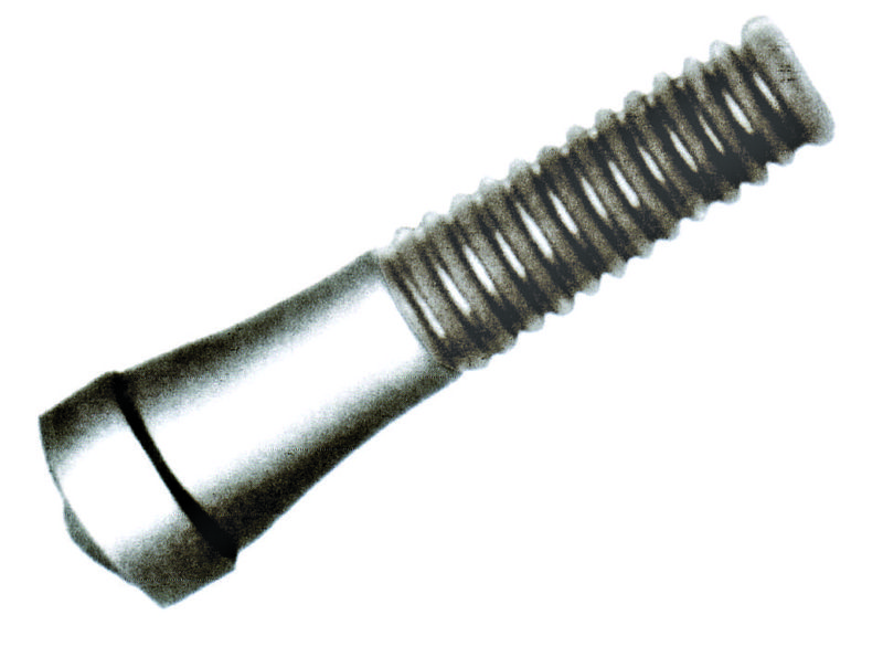 A picking finger with a flat slotted head and coarse thread