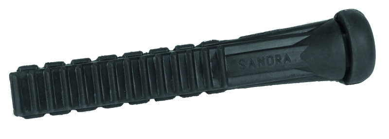 Close-up of a black picking finger with a ribbed texture