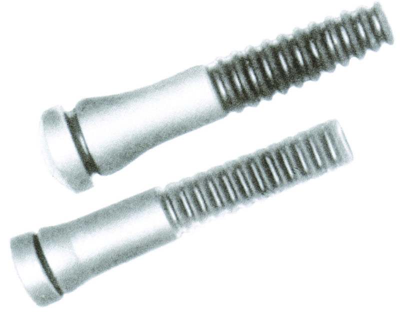 Two picking fingers with a flat slotted head and coarse thread